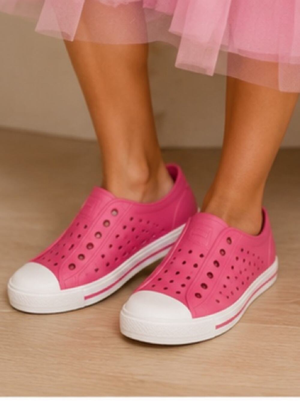 Native Jefferson Bling Girls Youth J1 Pink Sparkle Shoe Slip On